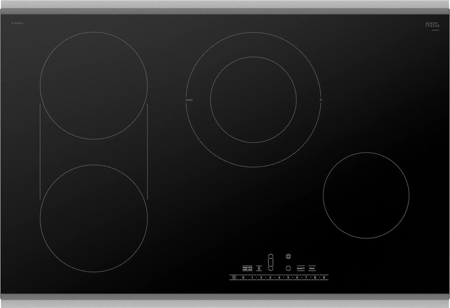 BOSCH NET8069SUC 800 Series Electric Cooktop 30'' Black, Surface Mount With Frame NE...