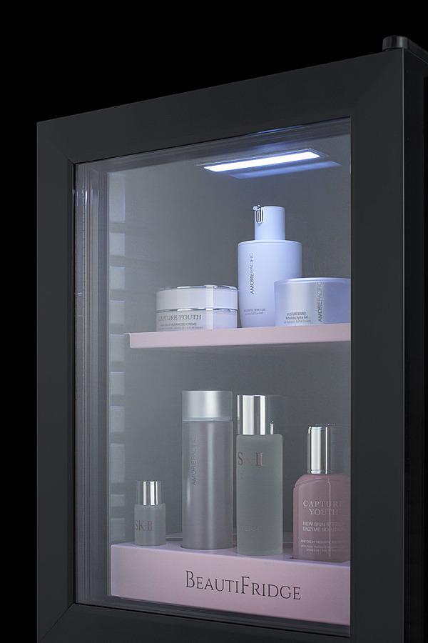 SUMMIT LX114LP Beautifridge Compact Cosmetics Refrigerator With Glass Door, Black ...