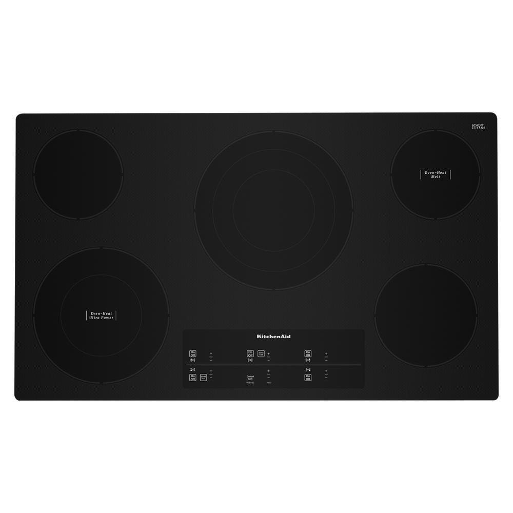 KITCHENAID KCES956KBL 36"" Electric Cooktop With 5 Elements and Touch-activated Controls