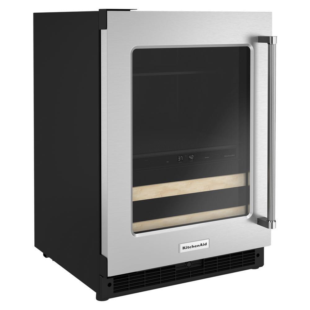 KITCHENAID KUBL214KSB 24"" Beverage Center With Glass Door and Wood-front Racks - Black CA...