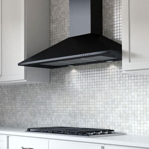 XO APPLIANCE XOB36BC 36"" 600/395 Cfm Italian Made Wall Mount Chimney Range Hood Black
