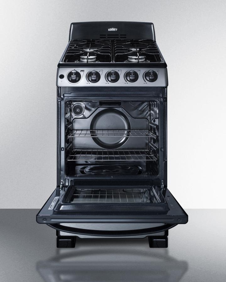 SUMMIT PRO201SS 20"" Wide Gas Range In Stainless Steel With Electronic Ignition, OVE...