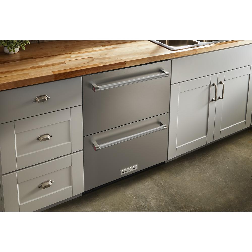 KITCHENAID KUDR204KSB 24"" Stainless Steel Undercounter Double-drawer Refrigerator - BLACK...