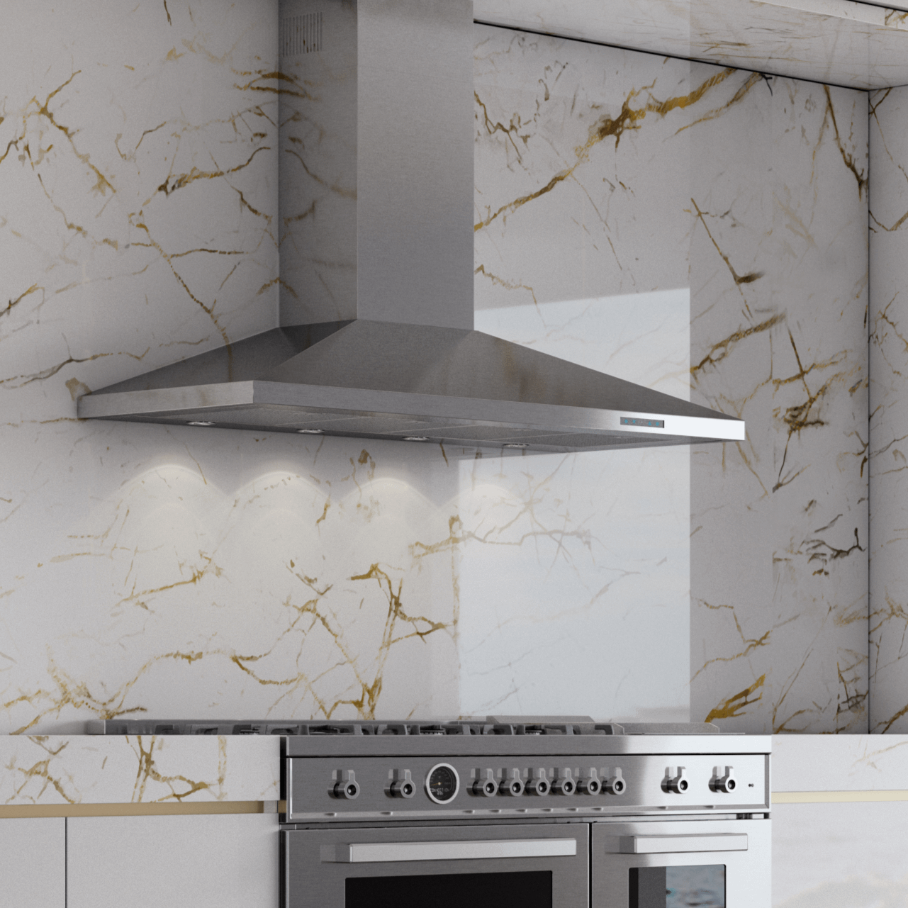 XO APPLIANCE XOV36SC 36"" 600/395 Cfm Italian Made Wall Chimney Range Hood Stainless