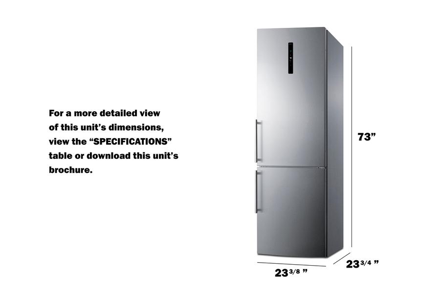 SUMMIT FFBF249SS2IM Summit 24"" Wide Bottom Freezer Refrigerator With Icemaker