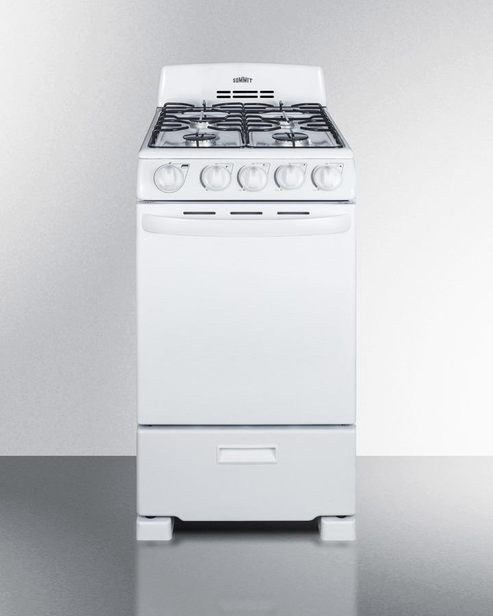 SUMMIT RG200WS 20"" Wide Gas Range In White With Sealed Burners; Replaces Rg200w
