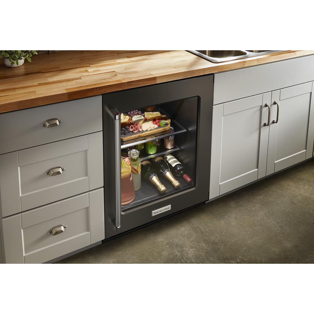 KITCHENAID KURR314KBS 24"" Undercounter Refrigerator With Glass Door and Shelves With META...