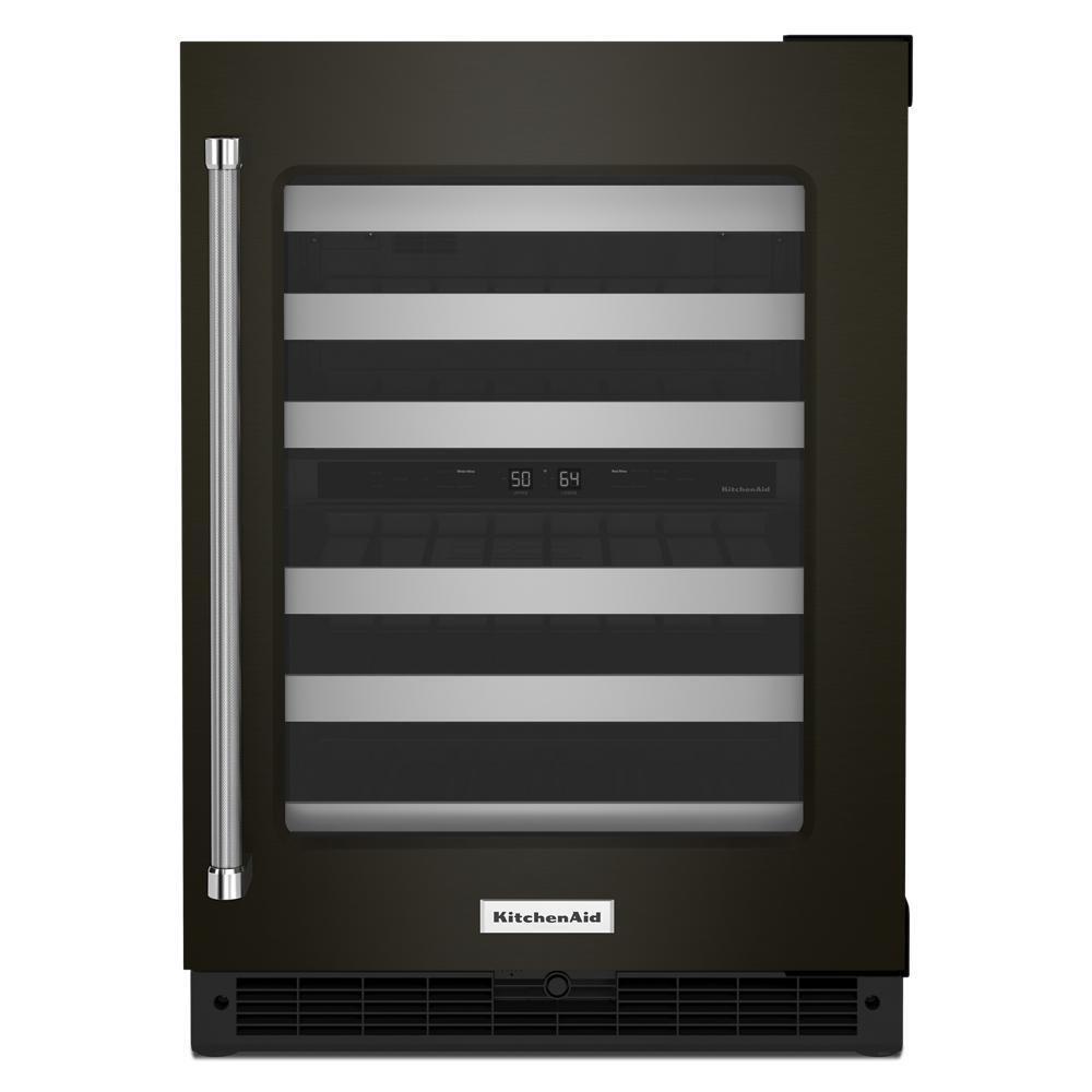 KITCHENAID KUWR314KBS 24"" Undercounter Wine Cellar With Glass Door and Metal-front Racks ...