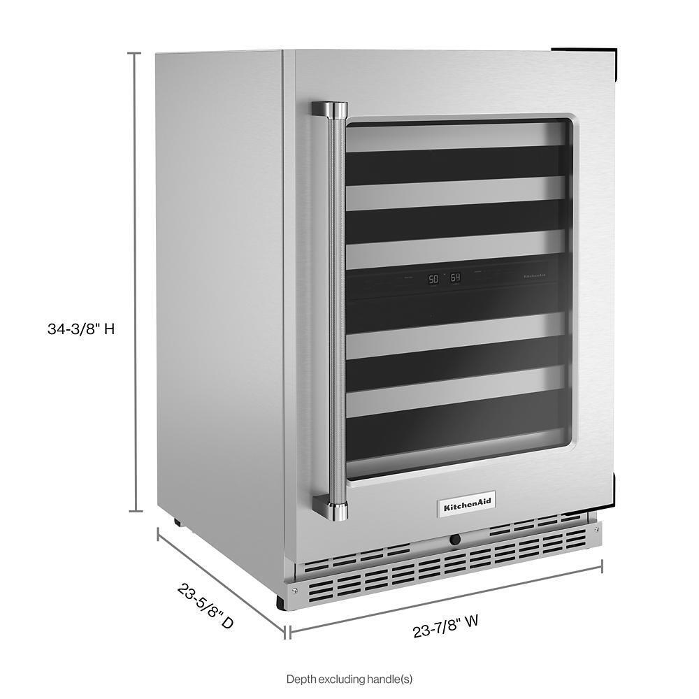 KITCHENAID KUWR314KSS 24"" Undercounter Wine Cellar With Glass Door and Metal-front Racks ...