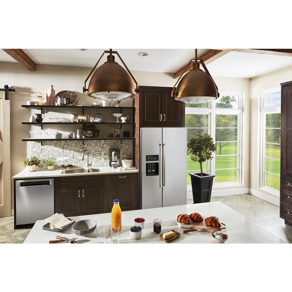 KITCHENAID KRSF705HPS 24.8 Cu Ft. Side-by-side Refrigerator With Exterior Ice and Water A...