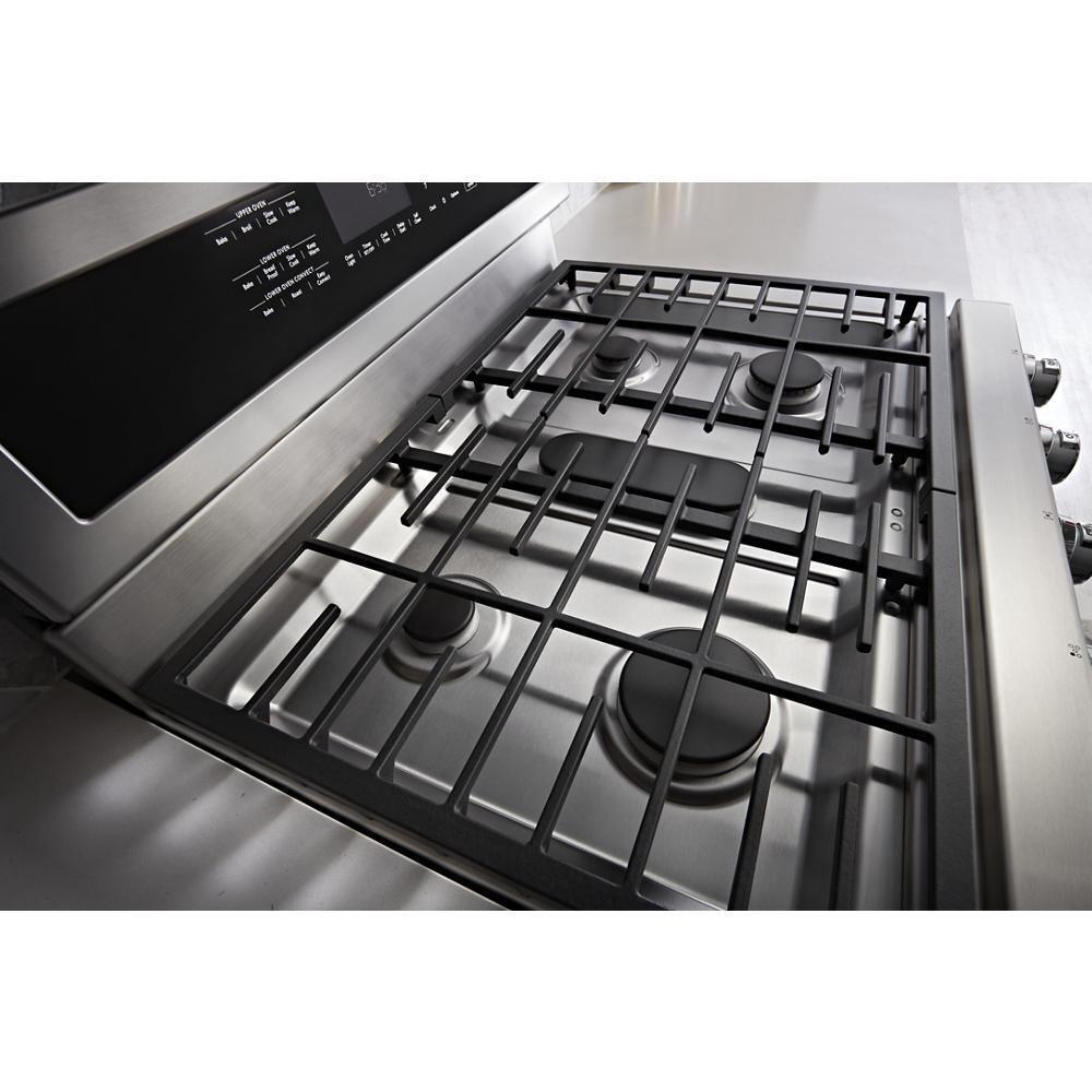 KITCHENAID KFGD500EWH White Kitchenaid 30-inch 5 Burner Gas Double Oven Convection Range