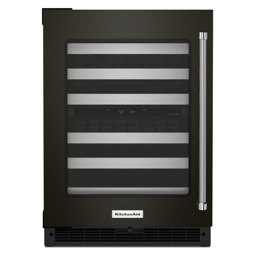 KITCHENAID KUWL314KBS 24"" Undercounter Wine Cellar With Glass Door and Metal-front Racks ...