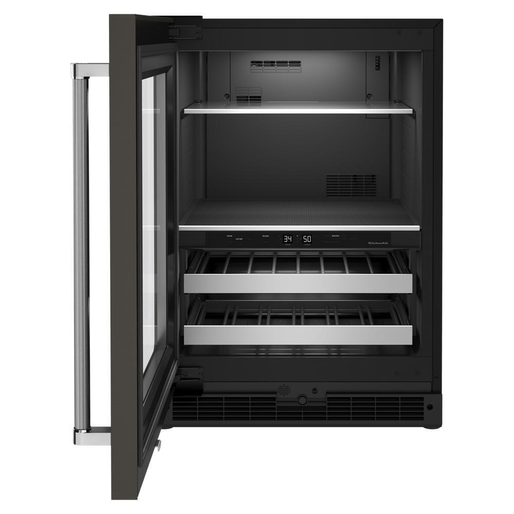KITCHENAID KUBL314KBS 24"" Beverage Center With Glass Door and Metal-front Racks - Black S...