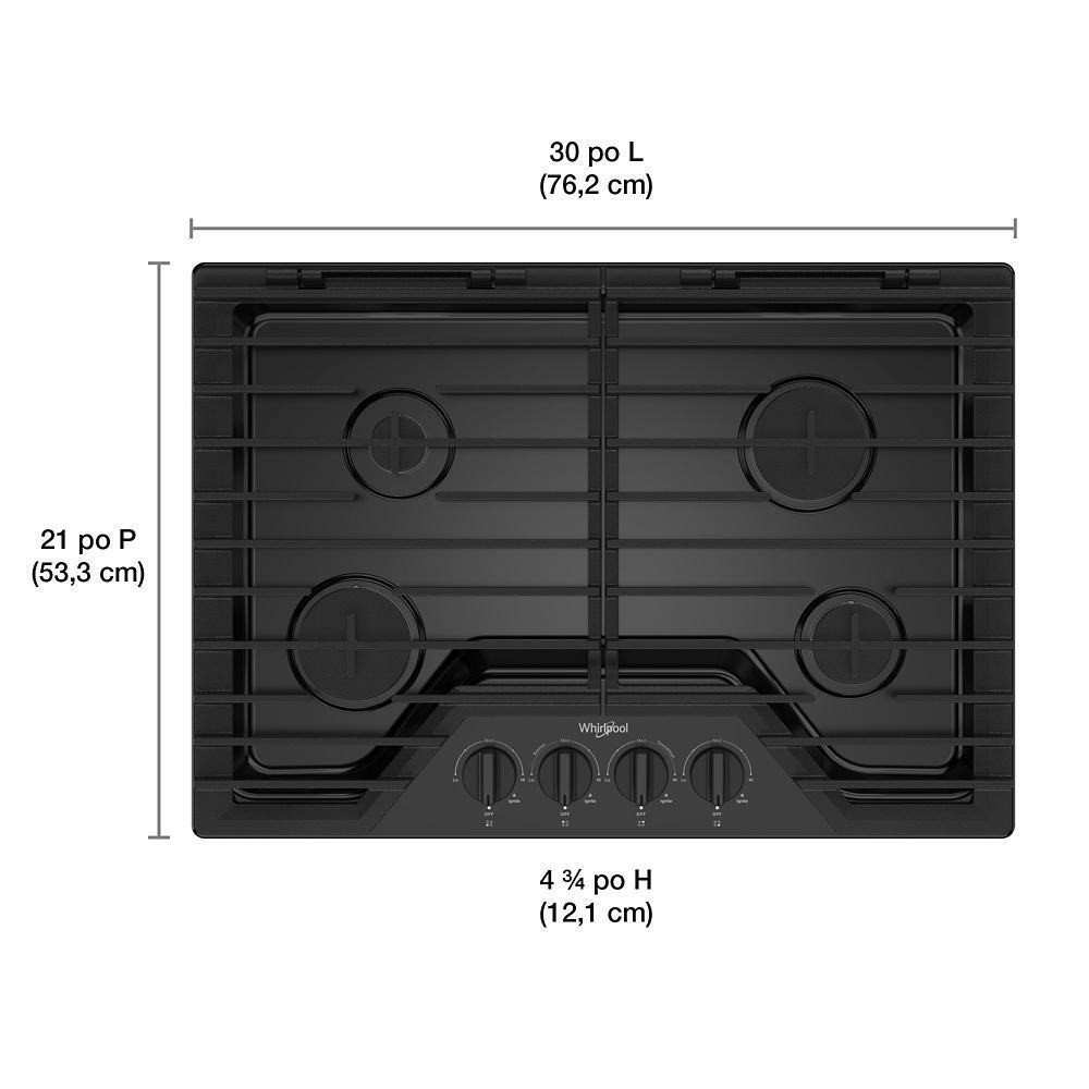 WHIRLPOOL WCGK5030PB 30-inch Gas Cooktop With Ez-2-lift Hinged Cast-iron Grates