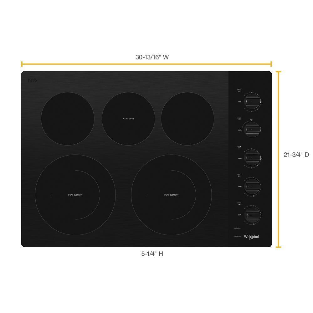 WHIRLPOOL WCE77US0HB 30-inch Electric Ceramic Glass Cooktop With Two Dual Radiant Elements