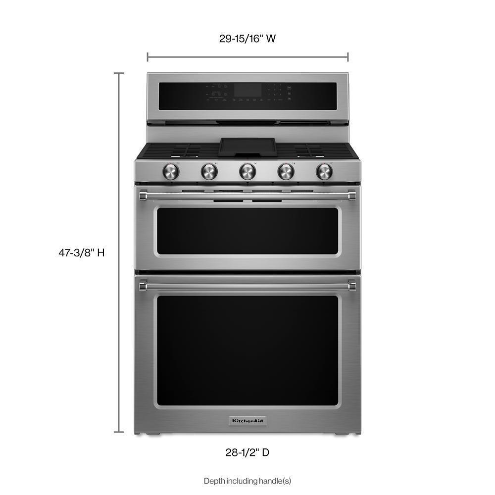 KITCHENAID KFDD500ESS Stainless Steel Kitchenaid 30-inch 5 Burner Dual Fuel Double OVE...