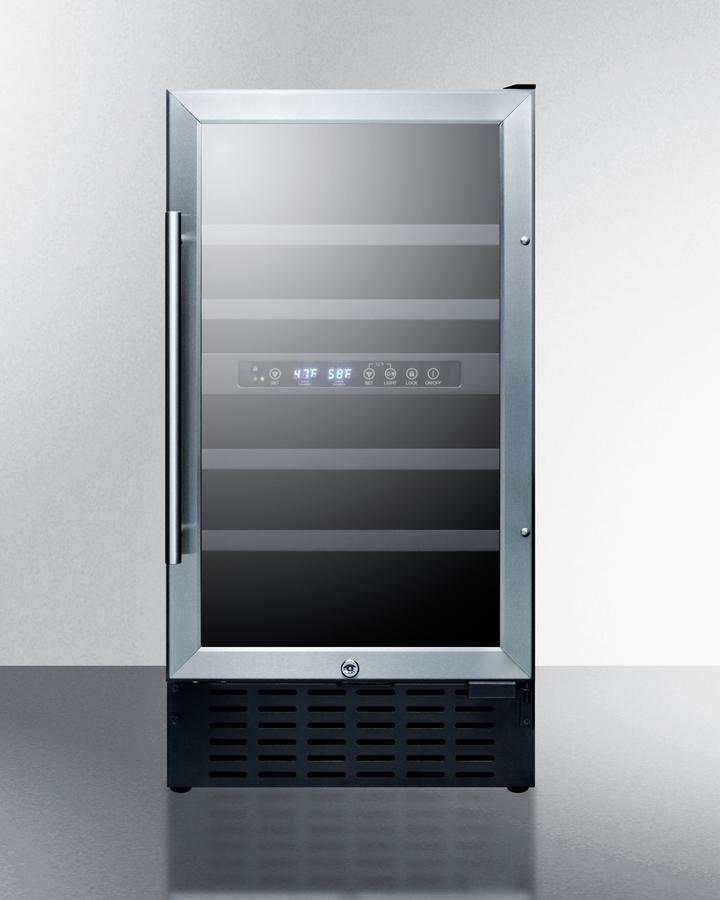 SUMMIT SWC182Z 18"" Wide Dual Zone Wine Cellar for Built-in or Freestanding Use, WI...