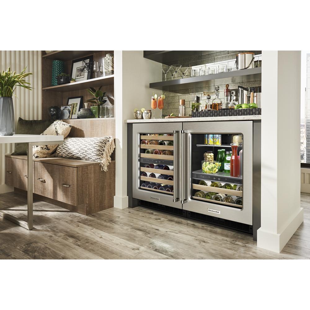 KITCHENAID KUBR214KSB 24"" Beverage Center With Glass Door and Wood-front Racks - Black CA...