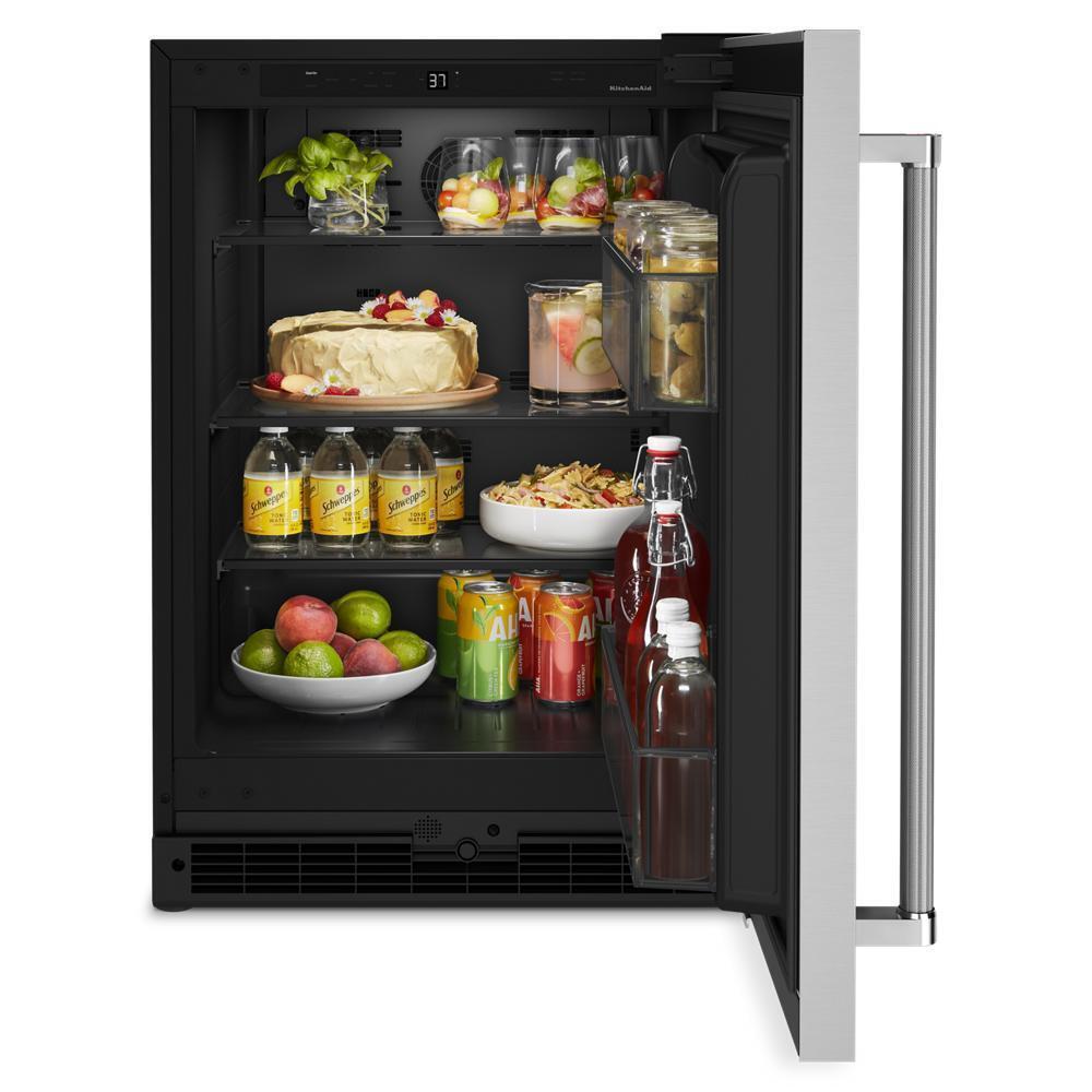 KITCHENAID KURR114KSB 24"" Undercounter Refrigerator With Stainless Steel Door - Black CAB...