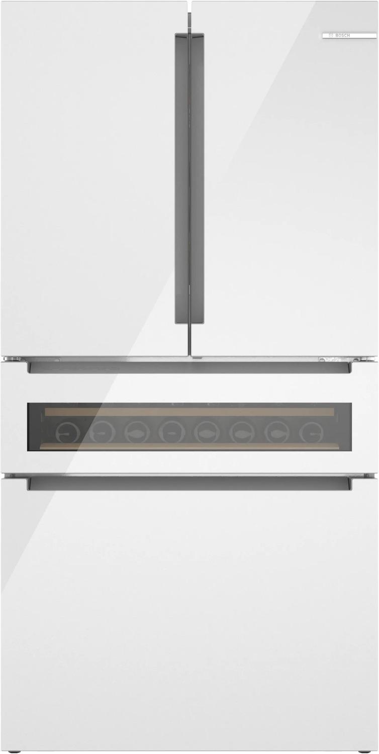 BOSCH B36CL81ENW 800 Series French Door Bottom Mount Refrigerator, Glass Door 36"" White