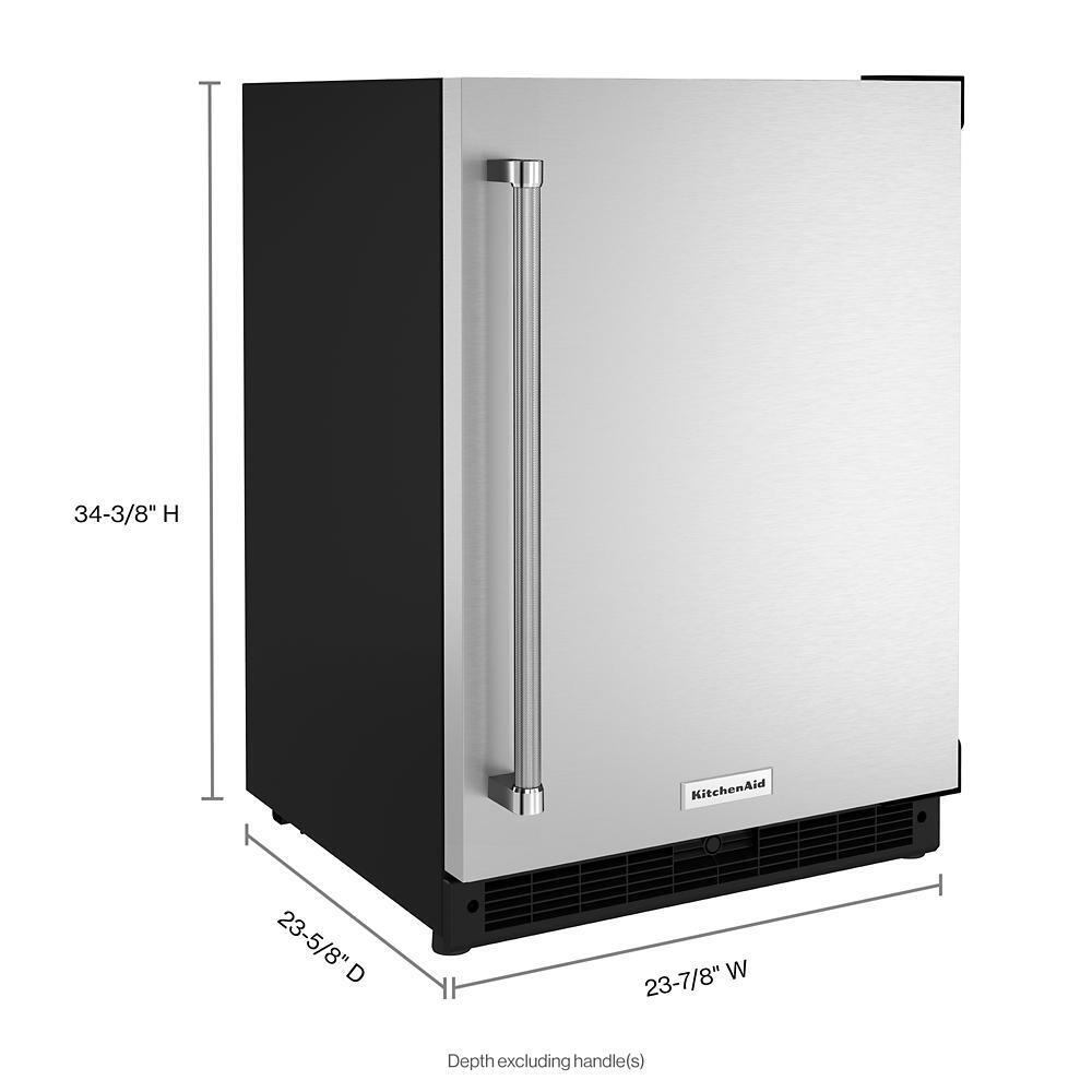 KITCHENAID KURR114KSB 24"" Undercounter Refrigerator With Stainless Steel Door - Black CAB...