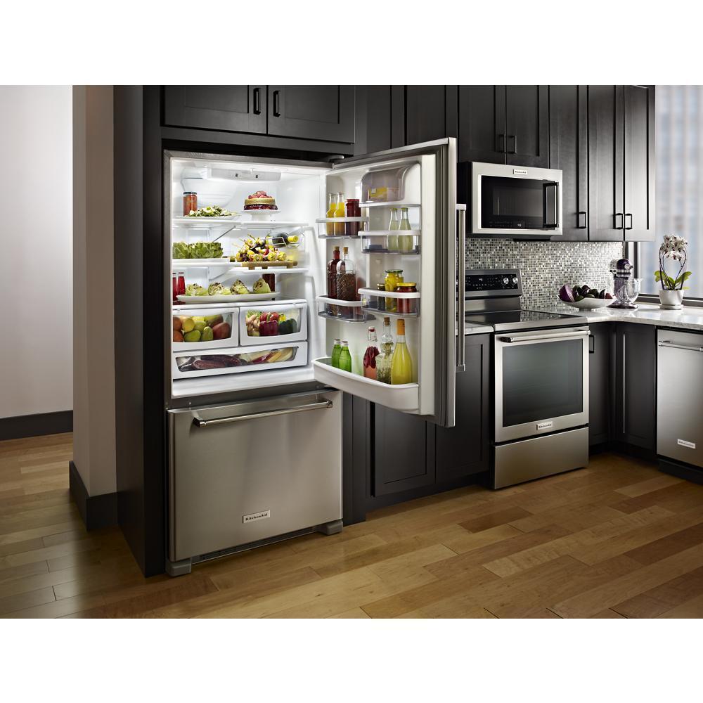 KITCHENAID KRBR102ESS Stainless Steel Kitchenaid 22 Cu. Ft. Full Depth Bottom Freezer ...