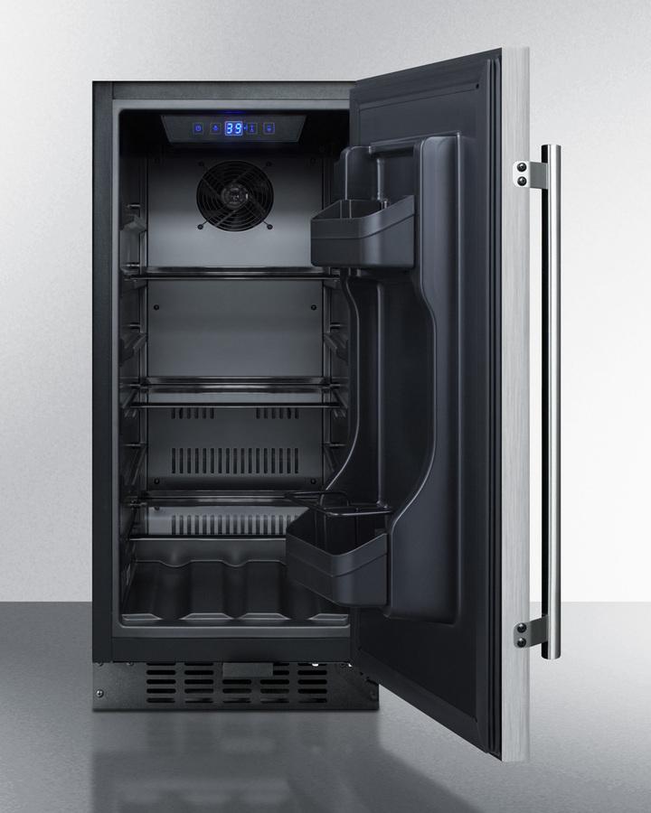 SUMMIT SPR316OS 15"" Wide Built-in Outdoor Refrigerator With Black Cabinet, STAINLES...