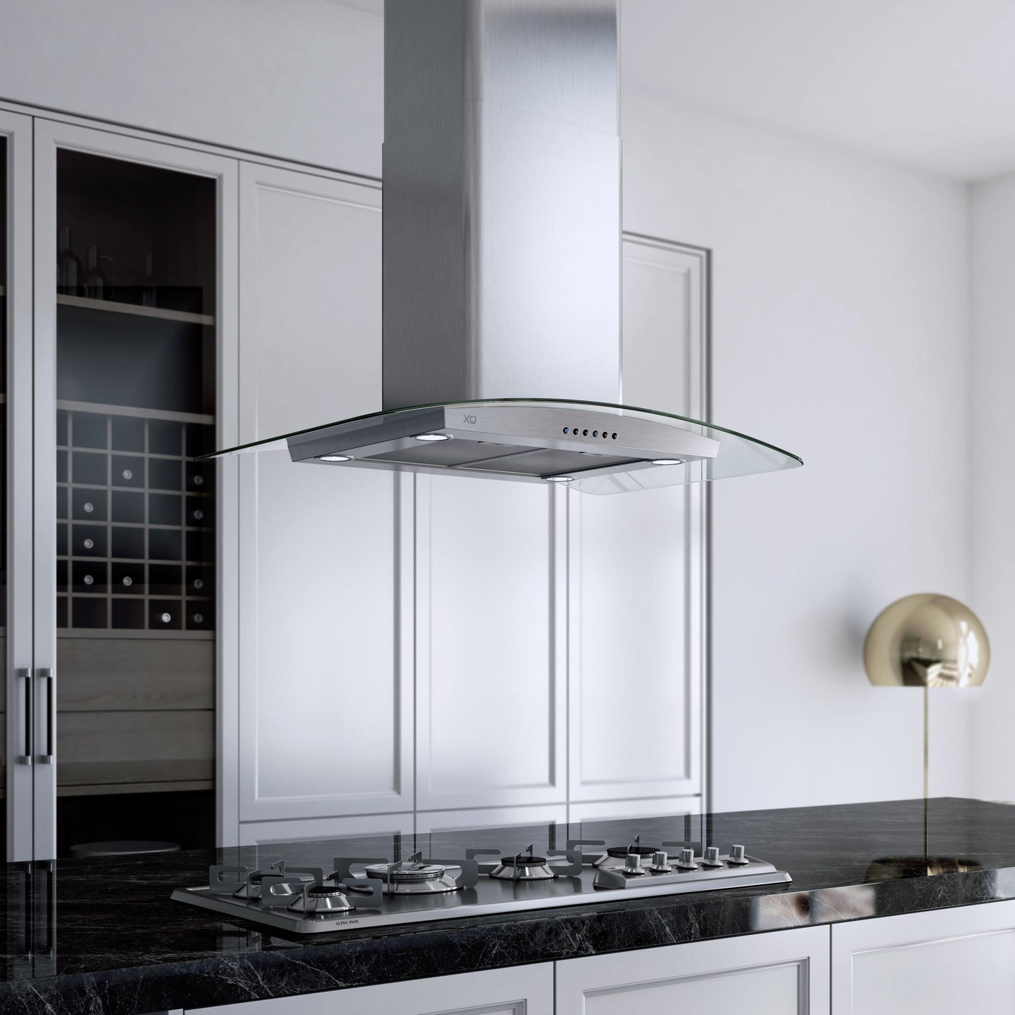 XO APPLIANCE XOMI42GC XO Appliance 42"" 600/395 Cfm Island Hood Stainless/glass