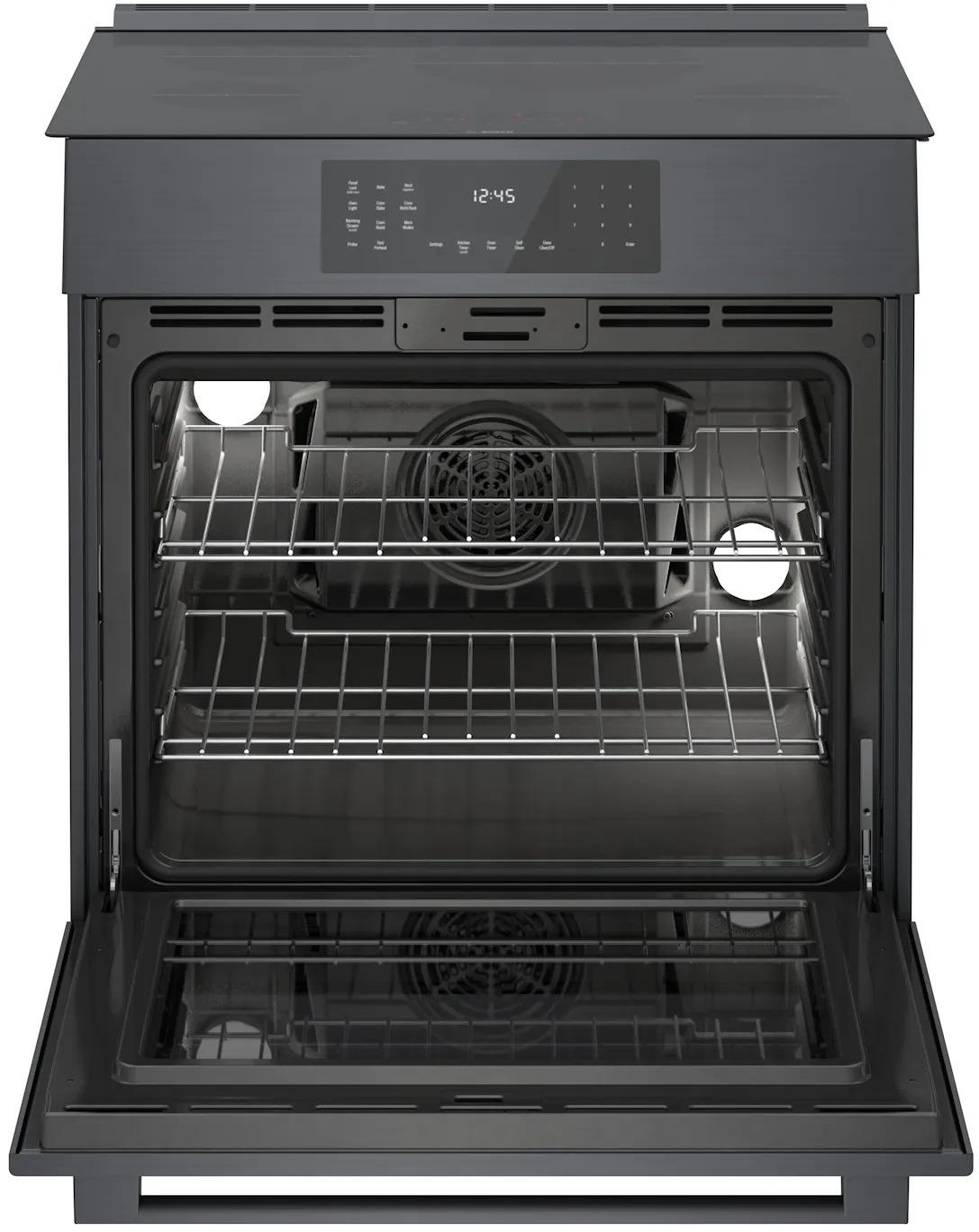 BOSCH HII8047U 800 Series Induction Slide-in Range 30'' Black Stainless Steel HII8...