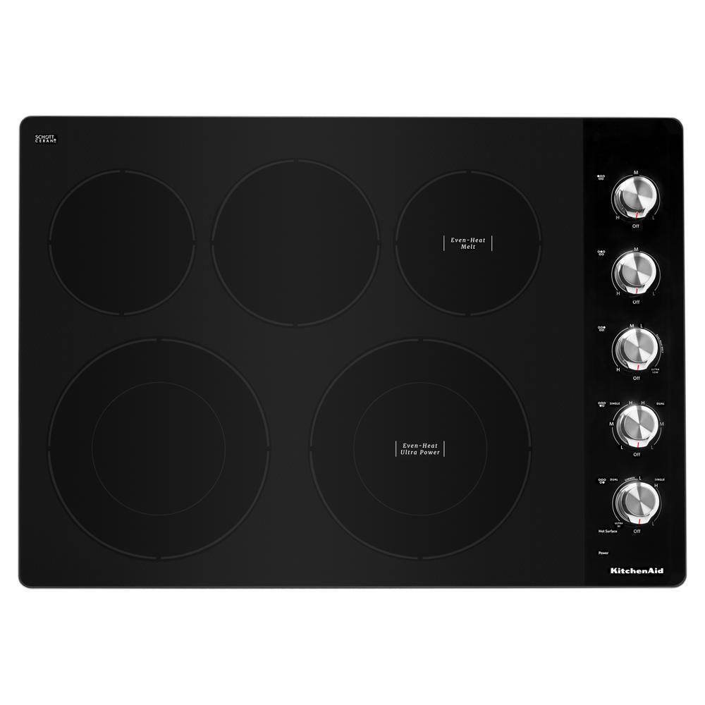 KITCHENAID KCES550HSS 30"" Electric Cooktop With 5 Elements and Knob Controls - Stainless ...