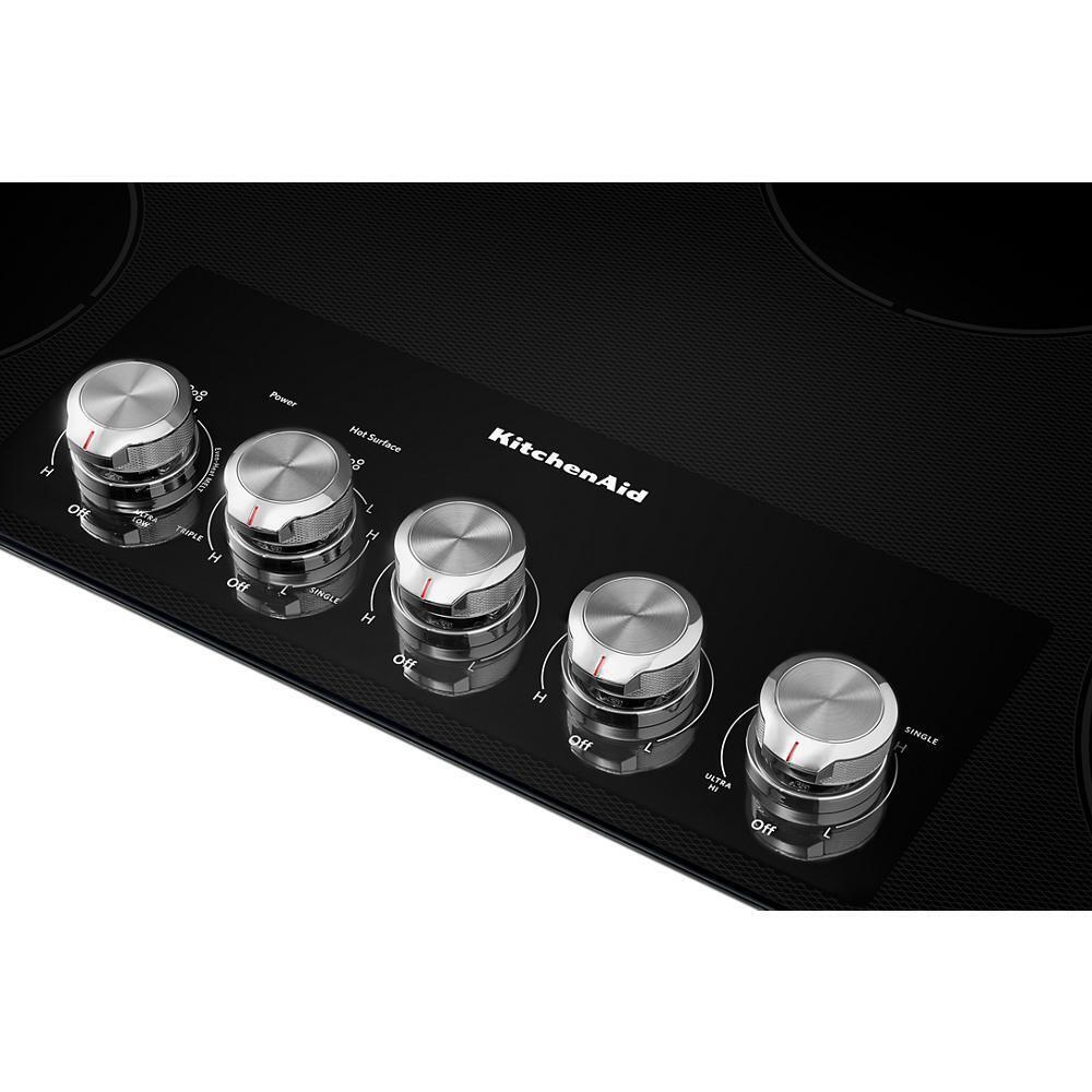 KITCHENAID KCES556HBL 36"" Electric Cooktop With 5 Elements and Knob Controls - Black