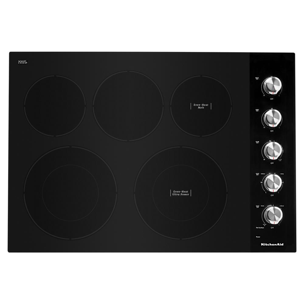 KITCHENAID KCES550HBL 30"" Electric Cooktop With 5 Elements and Knob Controls - Black