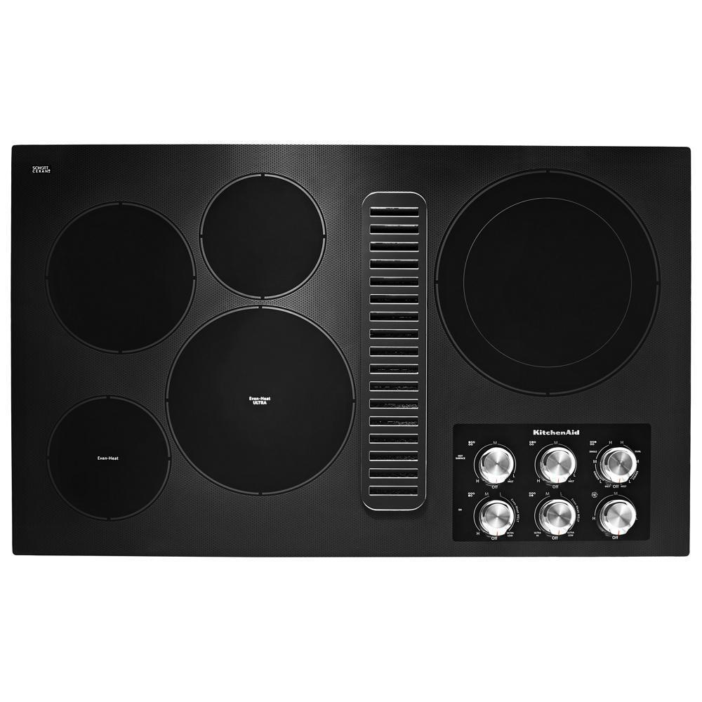 KITCHENAID KCED606GBL KitchenAid 36"" Electric Downdraft Cooktop With 5 Elements - Black
