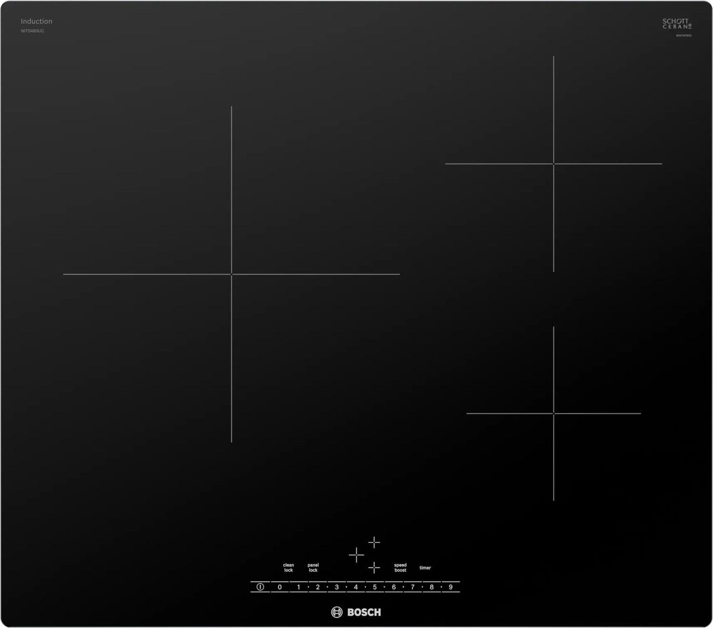 BOSCH NIT5460UC 500 Series Induction Cooktop 24'' Black, Surface Mount Without FRAM...