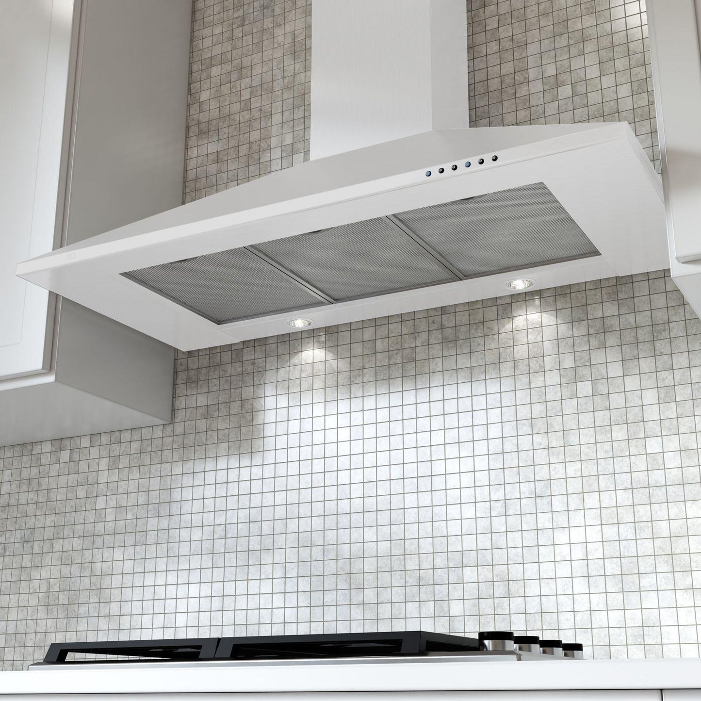 XO APPLIANCE XOB36WC 36"" 600/395 Cfm Italian Made Wall Mount Chimney Range Hood White