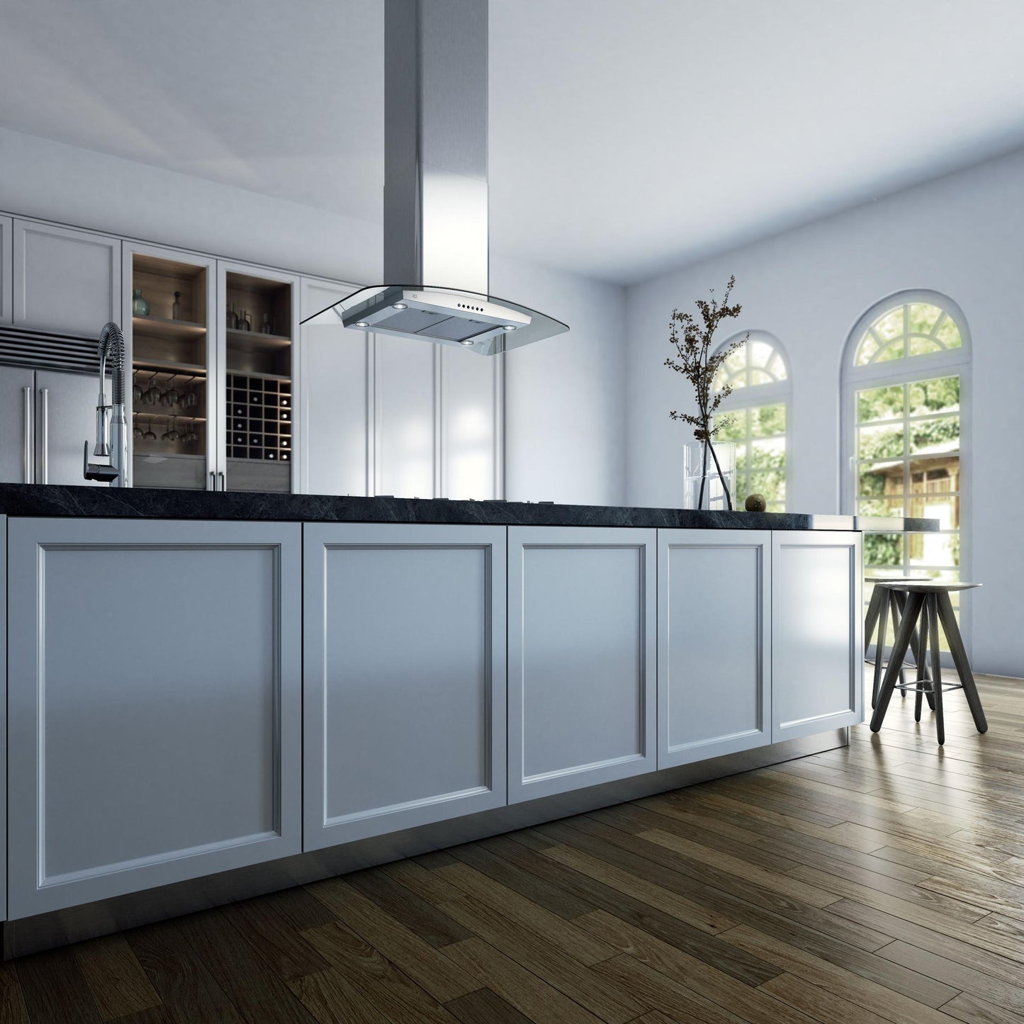 XO APPLIANCE XOMI42GC XO Appliance 42"" 600/395 Cfm Island Hood Stainless/glass