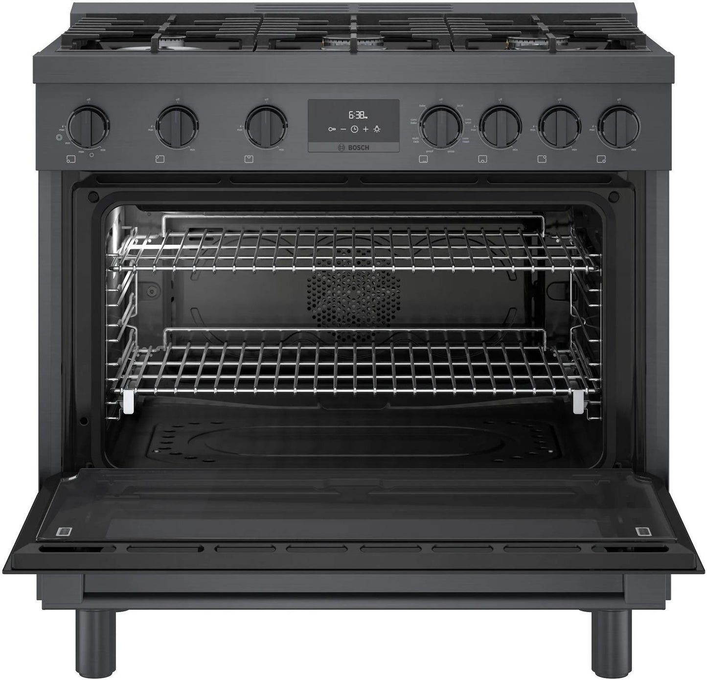 BOSCH HDS8645U 800 Series Dual Fuel Freestanding Range 36'' Black Stainless Steel ...