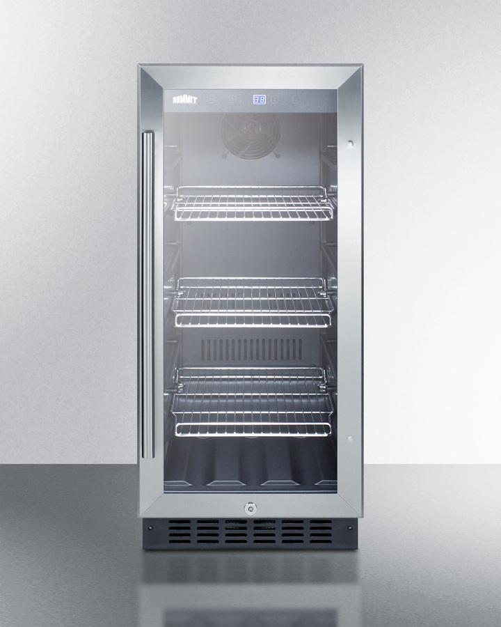 SUMMIT SCR1536BG 15"" Wide Built-in Undercounter Glass Door Beverage Cooler for Home ...