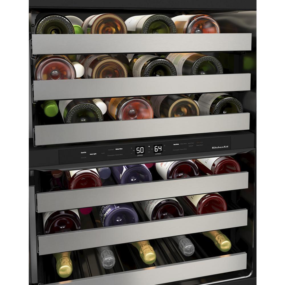 KITCHENAID KUWR314KSS 24"" Undercounter Wine Cellar With Glass Door and Metal-front Racks ...