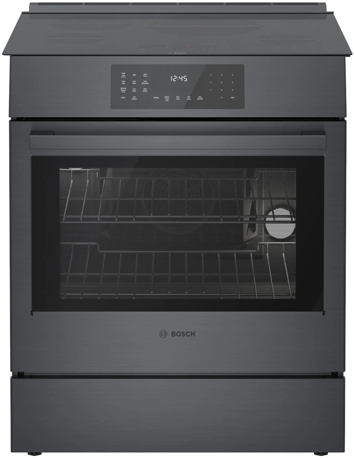 BOSCH HII8047U 800 Series Induction Slide-in Range 30'' Black Stainless Steel HII8...