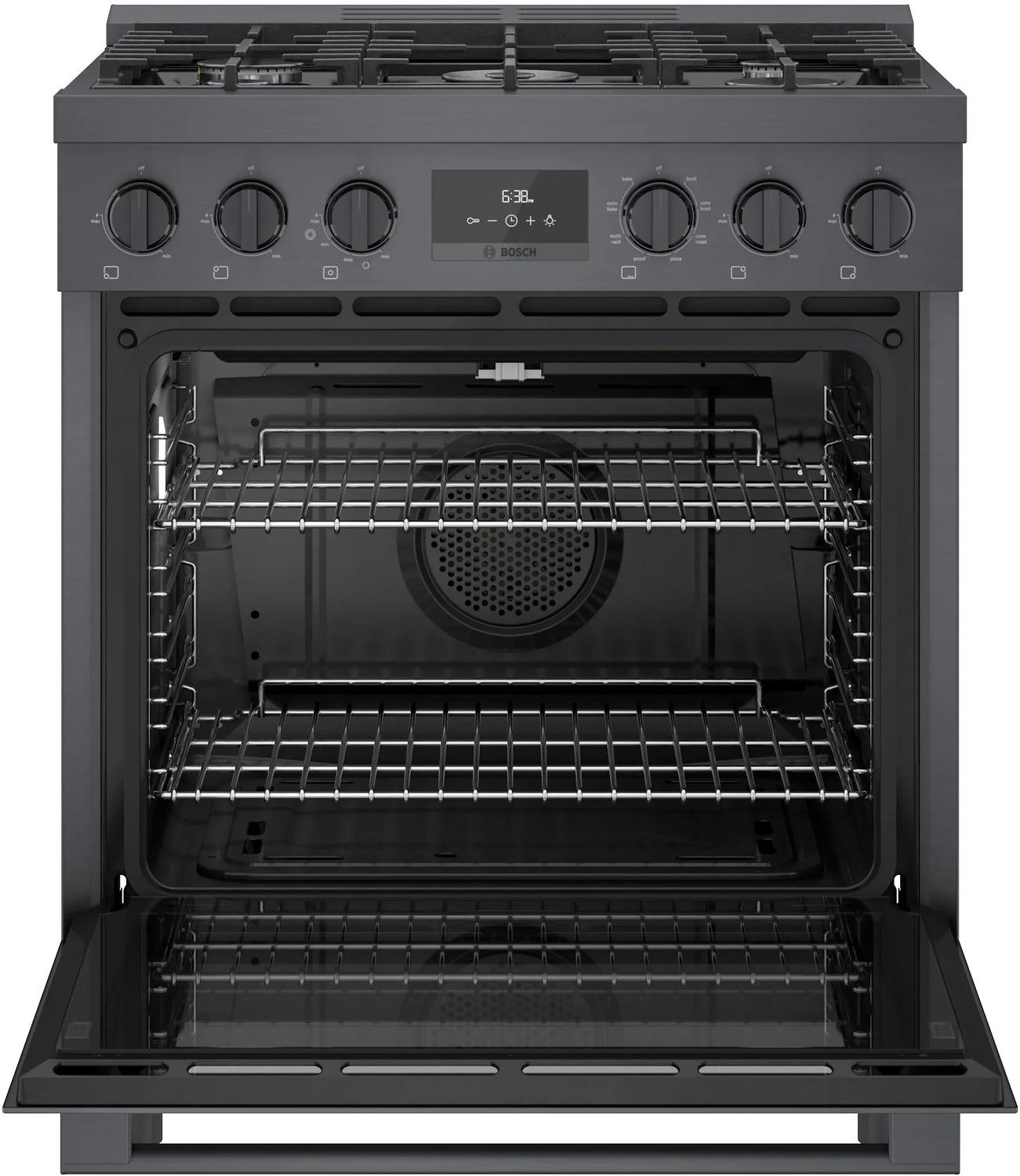 BOSCH HDS8045U 800 Series Dual Fuel Freestanding Range 30'' Black Stainless Steel ...