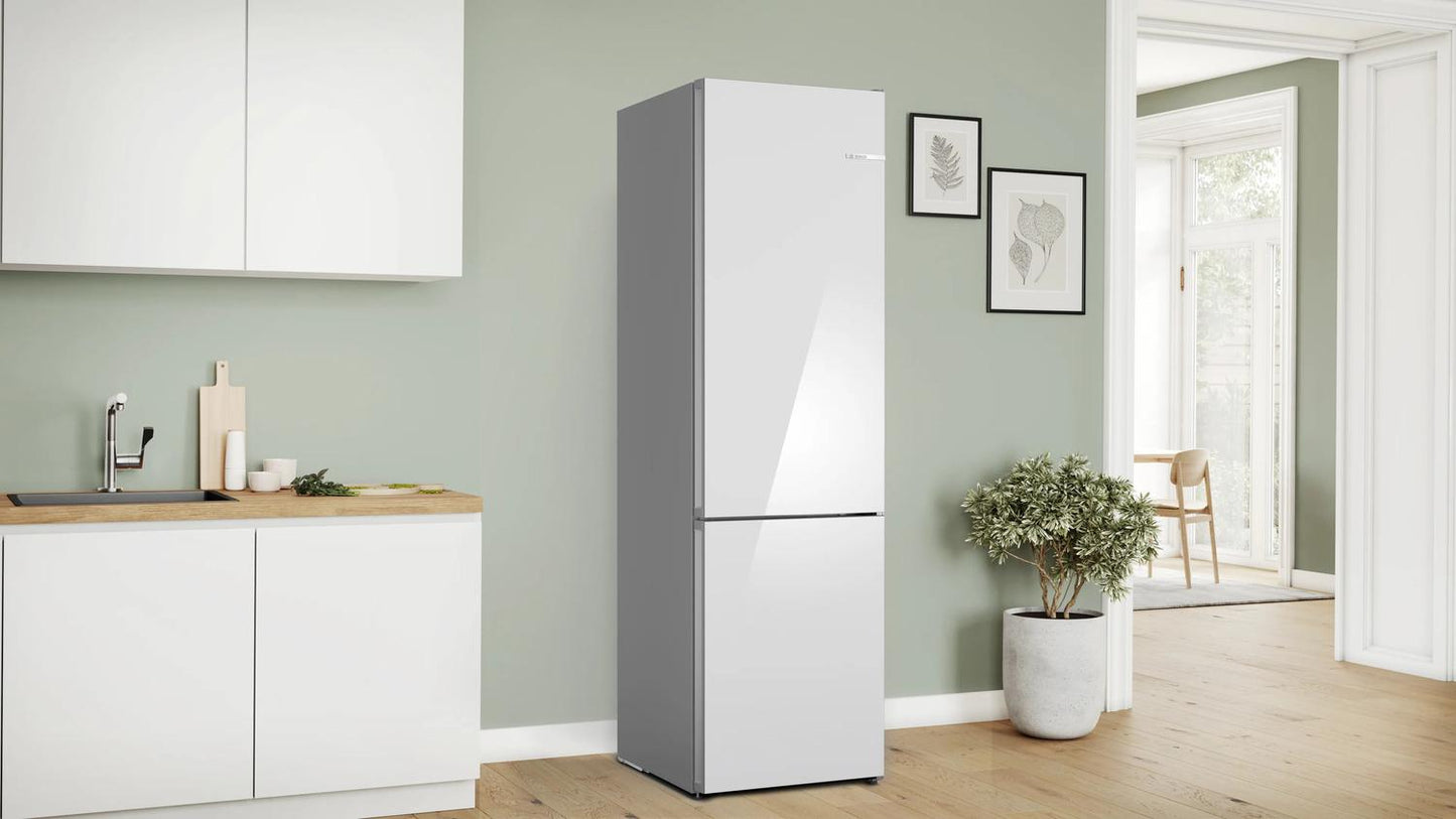 BOSCH B24CB80ESW 800 Series Free-standing Fridge-freezer With Freezer At Bottom, GLA...