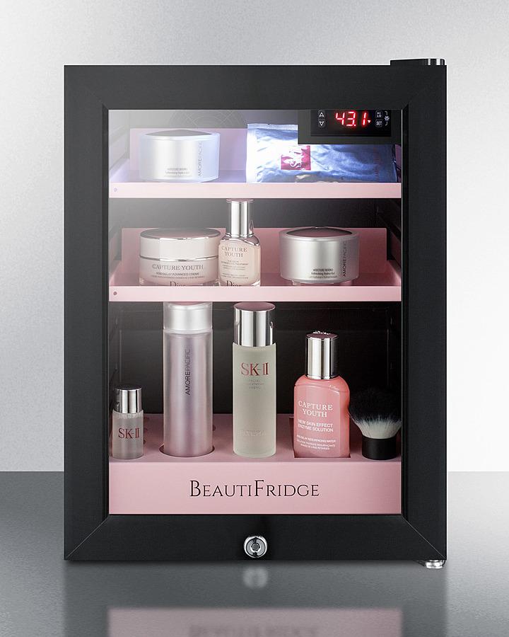 SUMMIT LX114LP Beautifridge Compact Cosmetics Refrigerator With Glass Door, Black ...