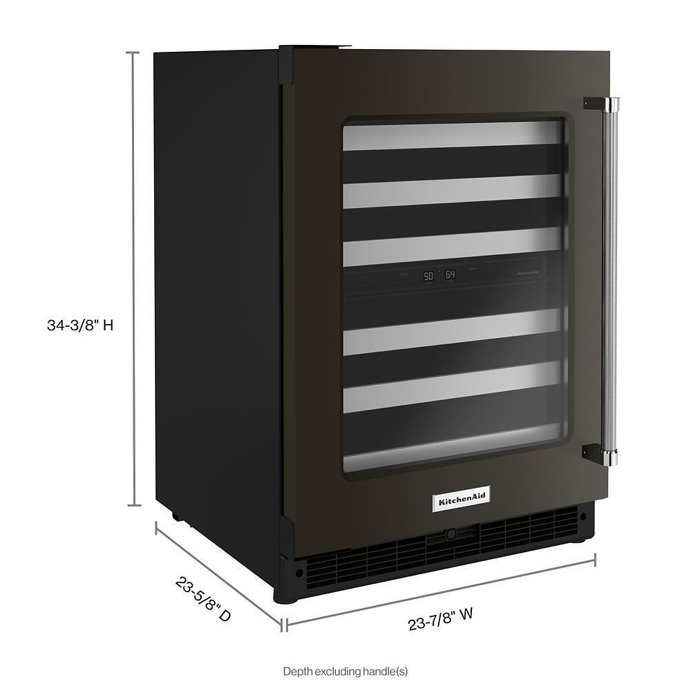 KITCHENAID KUWL314KBS 24"" Undercounter Wine Cellar With Glass Door and Metal-front Racks ...