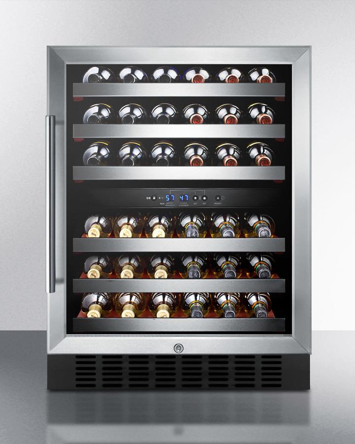 SUMMIT SWC530BLBIST Dual Zone Built-in Wine Cellar With Digital Thermostat, Stainless S...