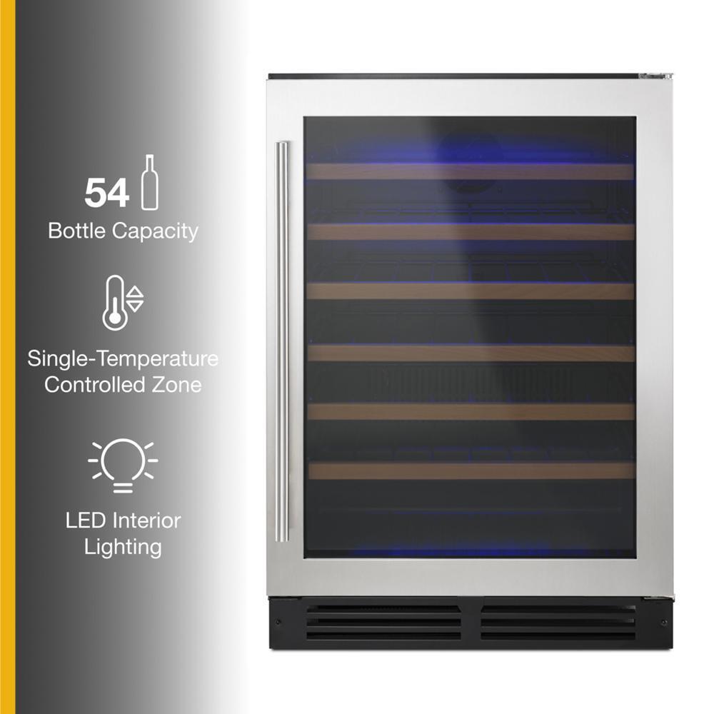 WHIRLPOOL WUW35X24DS Black-on-stainless Whirlpool 24"" Undercounter Wine Center With C...
