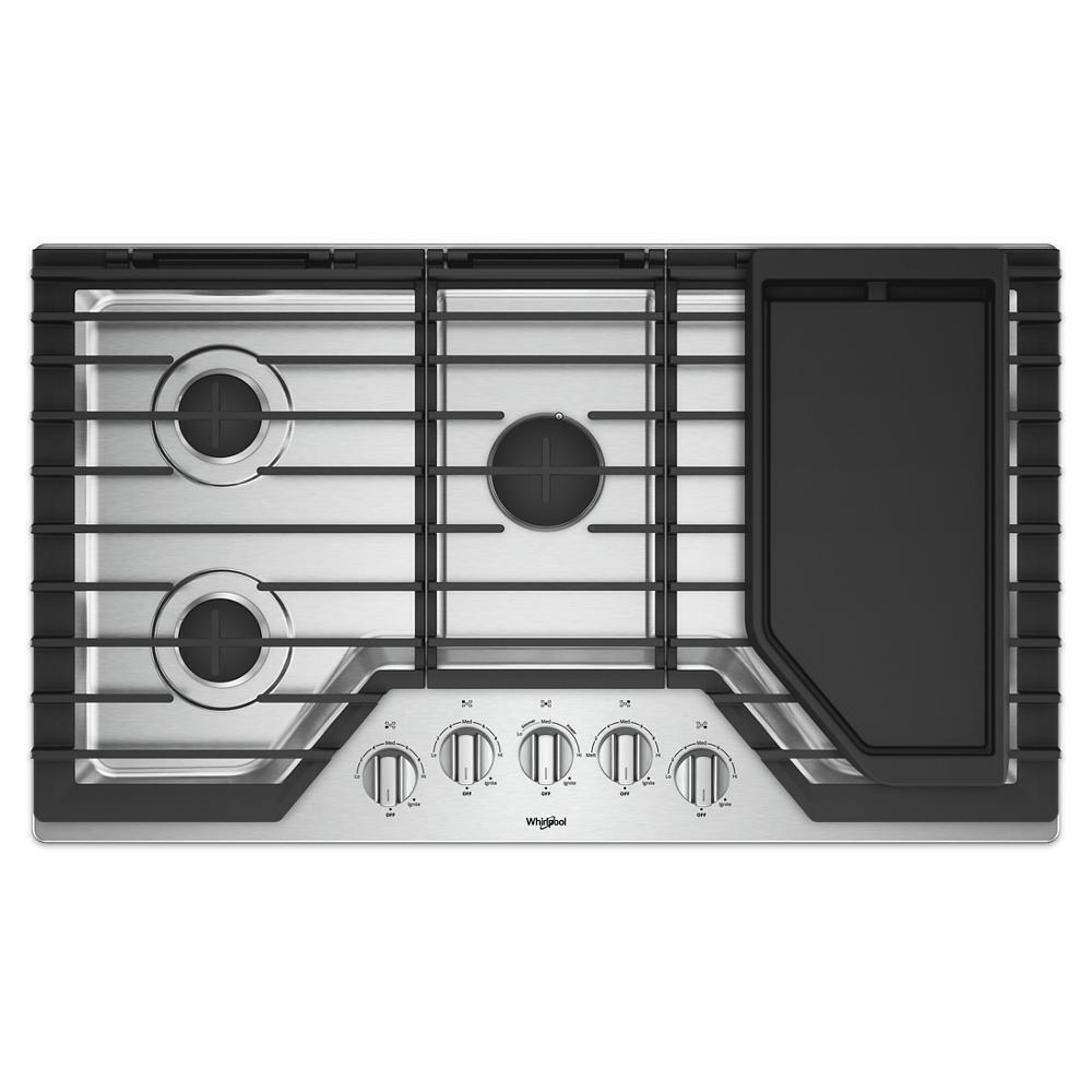 WHIRLPOOL WCG97US6HS Whirlpool 36-inch Gas Cooktop With Griddle - Stainless Steel