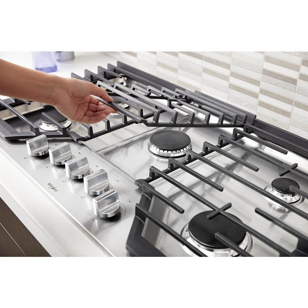 WHIRLPOOL WCG97US6HS Whirlpool 36-inch Gas Cooktop With Griddle - Stainless Steel