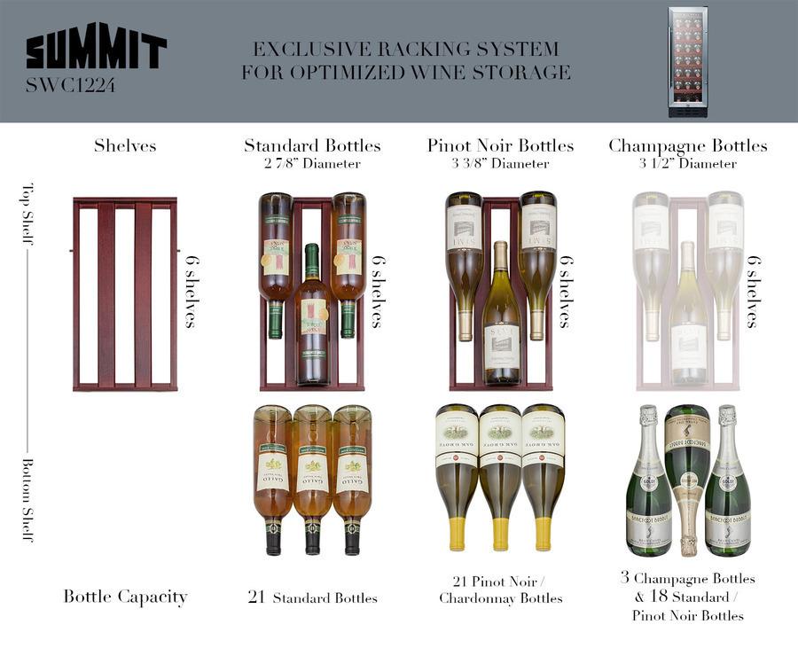 SUMMIT SWC1224B 12"" Wide Built-in Undercounter Wine Cellar With Digital Thermostat ...