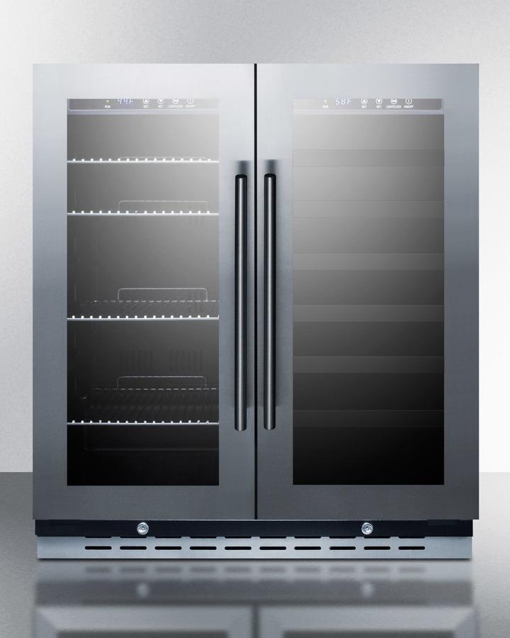 SUMMIT SWBV3067B 30"" Wide Built-in Undercounter Dual Zone Wine and Craft Beer COOLER...